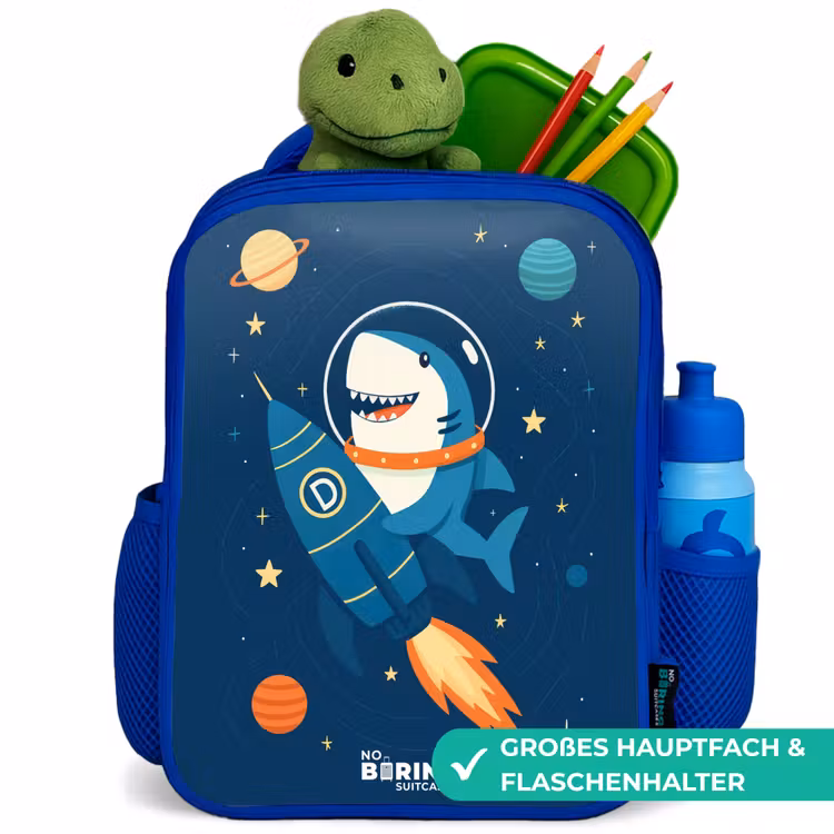 Kinderrucksack - Blau - Tier - Weltraum - Planet - Rakete — 3