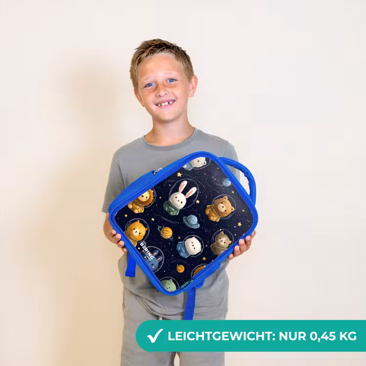 Kinderrucksack - Blau - Tiere - Astronaut - Planeten - Sterne — 4