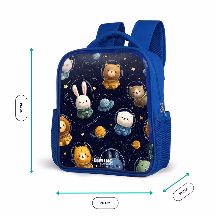 Kinderrucksack - Blau - Tiere - Astronaut - Planeten - Sterne — 6