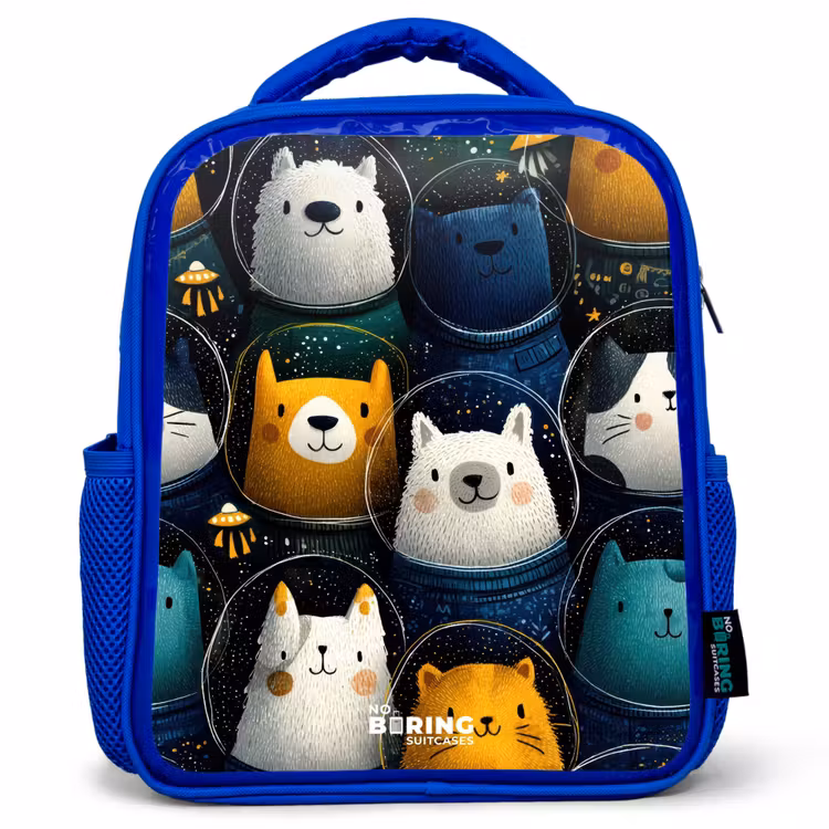 Kinderrucksack - Blau - Tiere - Sterne - Planeten - Astronaut — 1