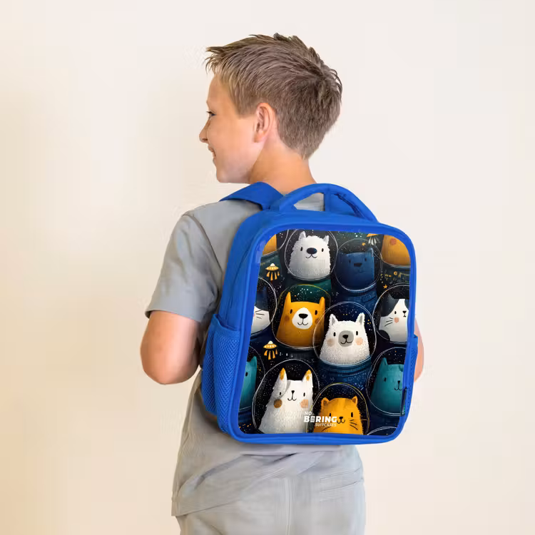 Kinderrucksack - Blau - Tiere - Sterne - Planeten - Astronaut — 2
