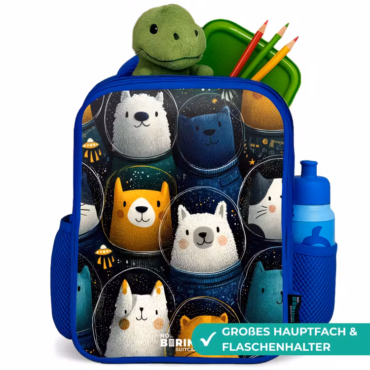 Kinderrucksack - Blau - Tiere - Sterne - Planeten - Astronaut — 3