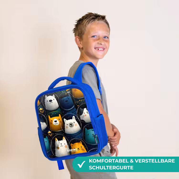 Kinderrucksack - Blau - Tiere - Sterne - Planeten - Astronaut — 5