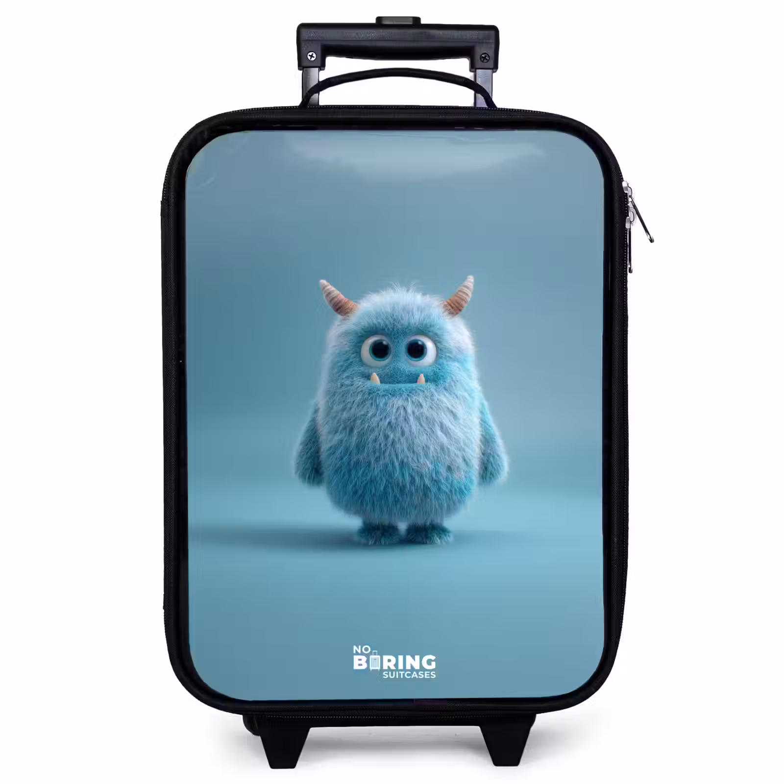 Kinderkoffer - Blaues Plüschmonster mit Hörnern — 1