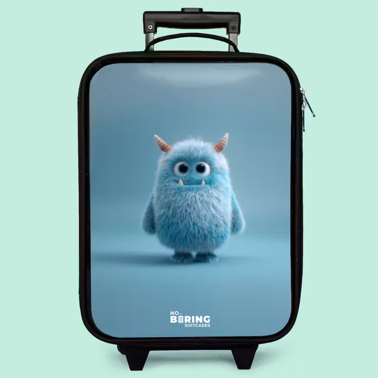 Kinderkoffer - Blaues Plüschmonster mit Hörnern — 3