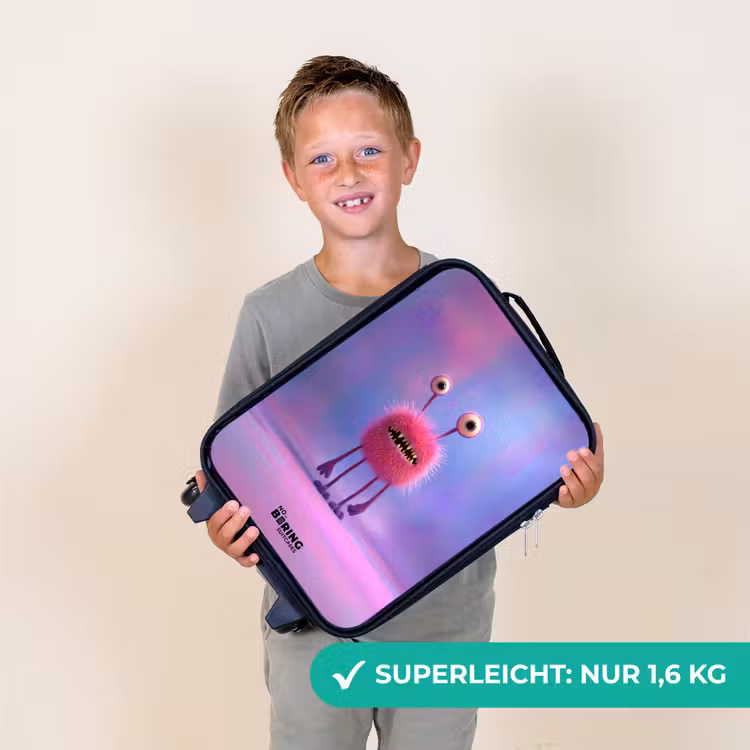Kinderkoffer - Rosa pelziges Monster mit großen Augen — 2