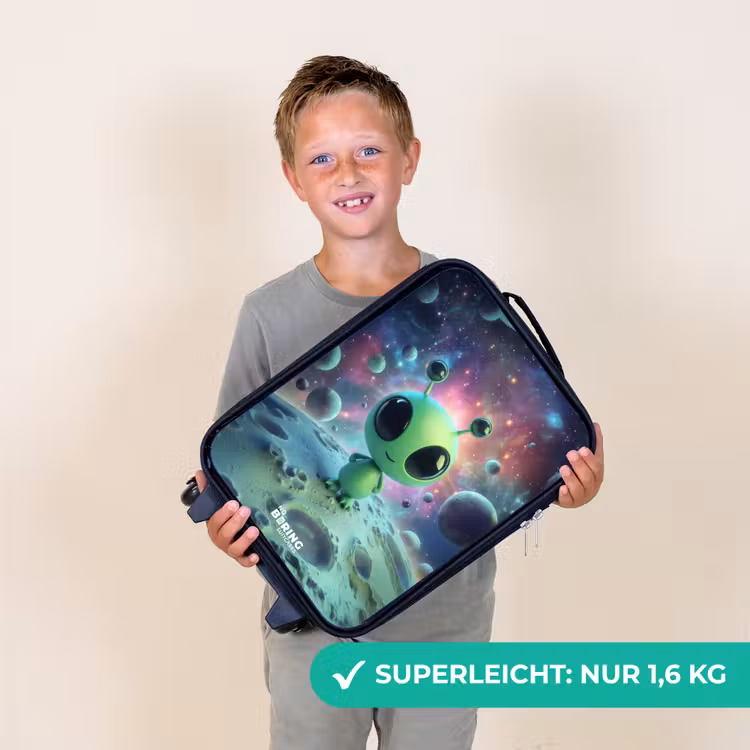 Kinderkoffer - Grünes außerirdisches Wesen auf Mondlandschaft — 2