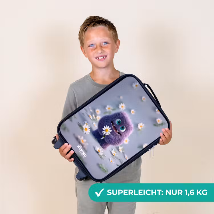 Kinderkoffer - Lila flauschiger Freund mit Gänseblümchen — 2
