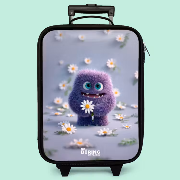 Kinderkoffer - Lila flauschiger Freund mit Gänseblümchen — 3