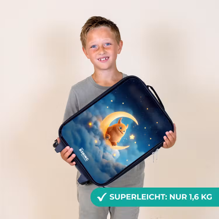 Kinderkoffer - Orangefarbenes Ungeheuer auf Mondsichel — 2