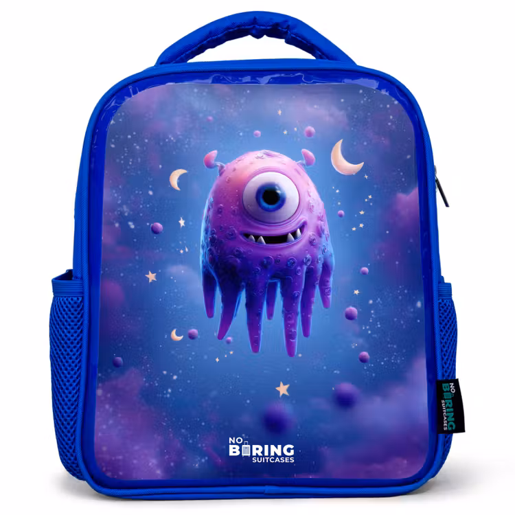 Kinderrucksack - Blau - Fröhliches Augenpaar im Weltraum — 1