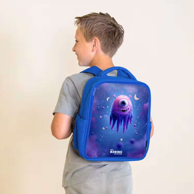 Kinderrucksack - Blau - Fröhliches Augenpaar im Weltraum — 2