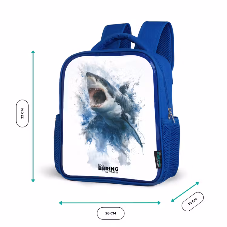Kinderrucksack - Blau - Angreifender Hai in Aquarell — 6