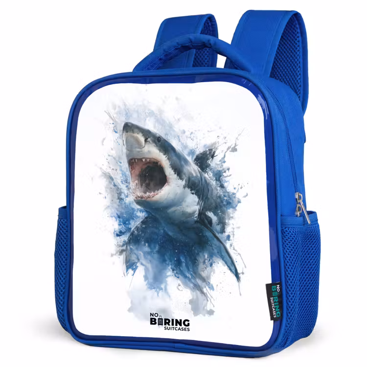 Kinderrucksack - Blau - Angreifender Hai in Aquarell — 7