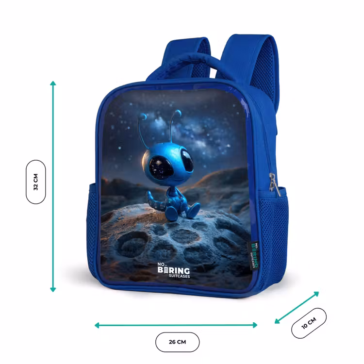 Kinderrucksack - Blau - Blaue außerirdische Kreatur unter dem Sternenhimmel — 6