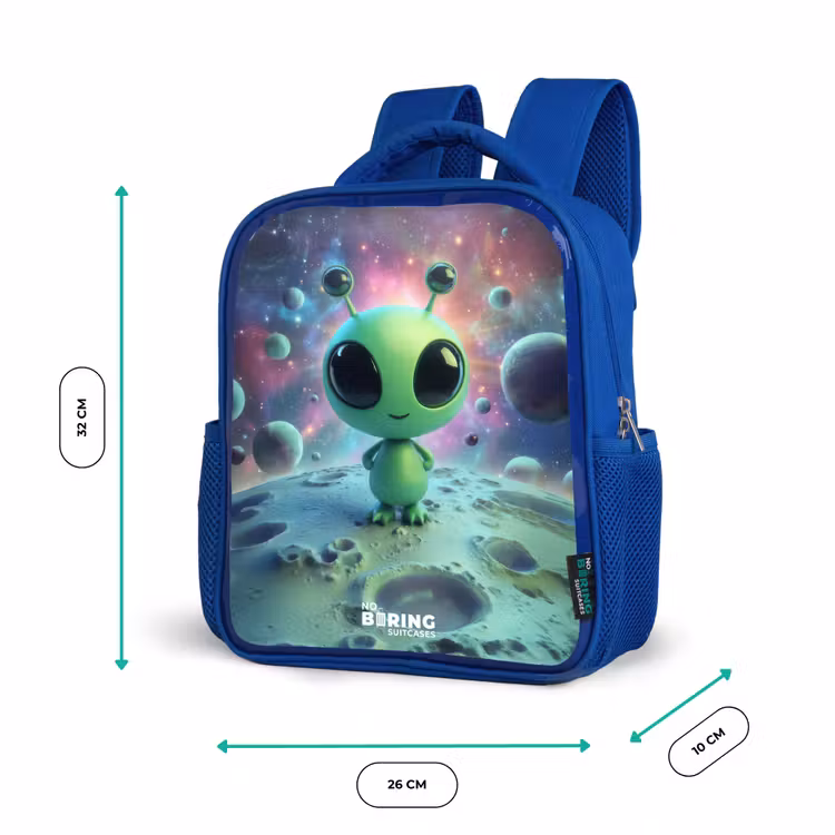 Kinderrucksack - Blau - Grünes außerirdisches Wesen auf Mondlandschaft — 6