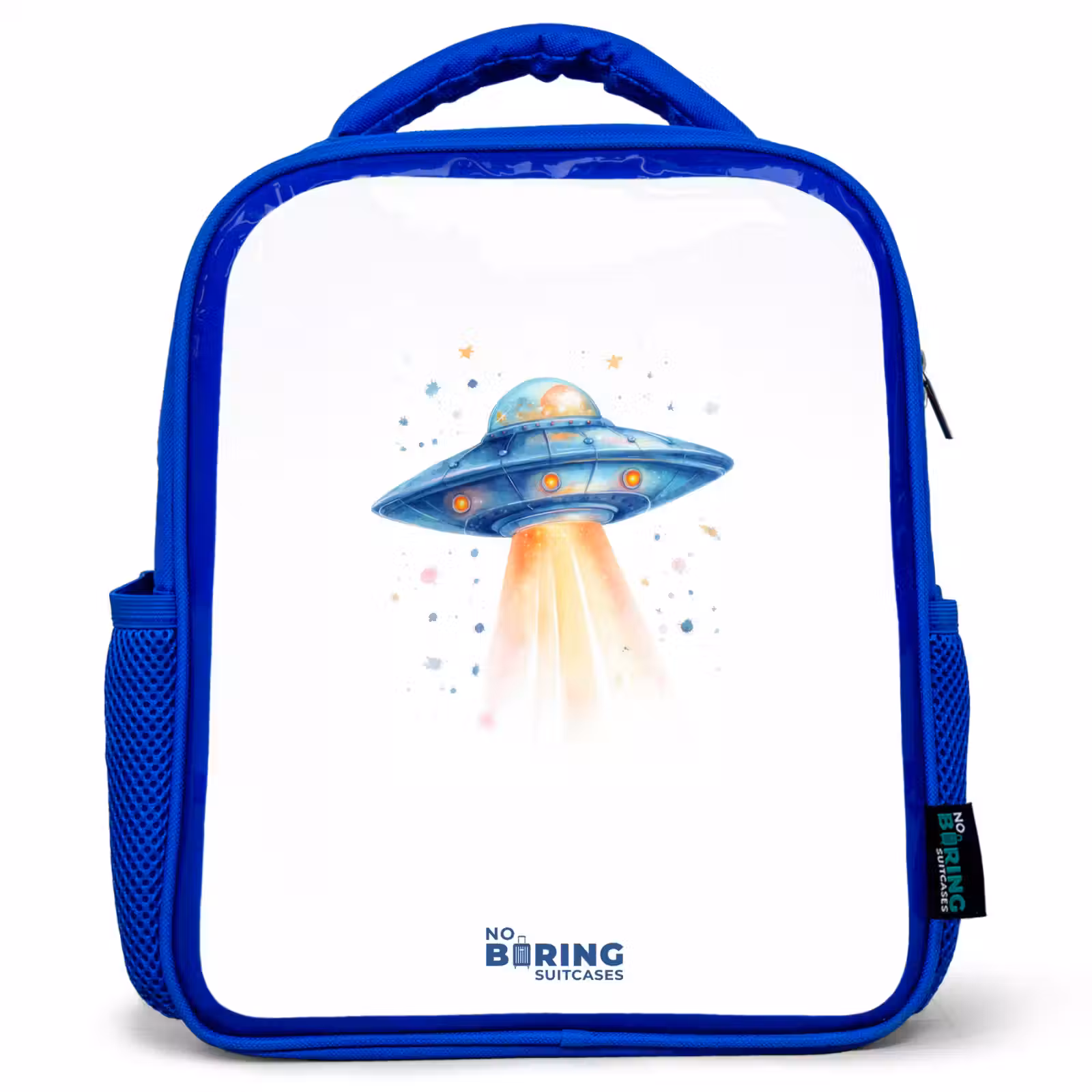 Kinderrucksack - Blau - Blaues Raumschiff mit Lichtstrahl — 1