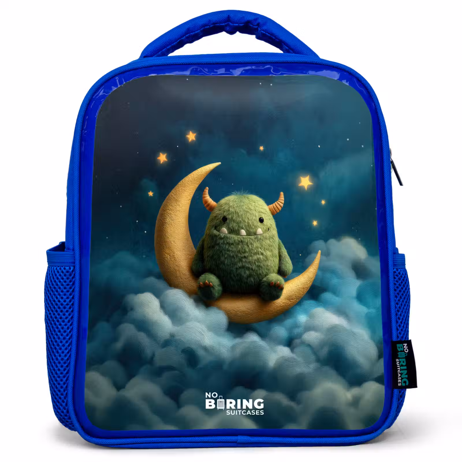 Kinderrucksack - Blau - Grünes Ungeheuer auf Mondsichel — 1