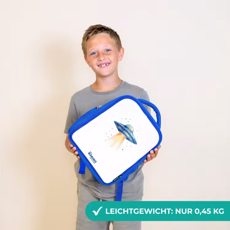 Kinderrucksack - Blau - Blaues Raumschiff mit Lichtstrahl — 4