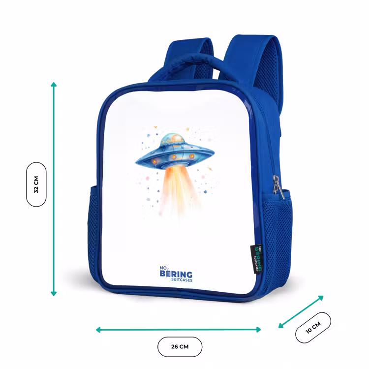Kinderrucksack - Blau - Blaues Raumschiff mit Lichtstrahl — 6