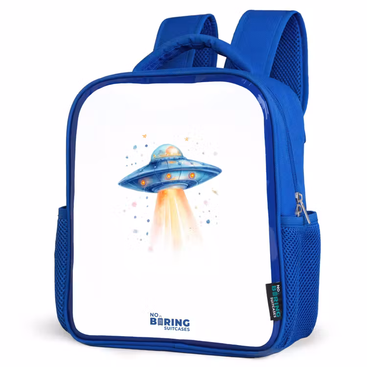 Kinderrucksack - Blau - Blaues Raumschiff mit Lichtstrahl — 7