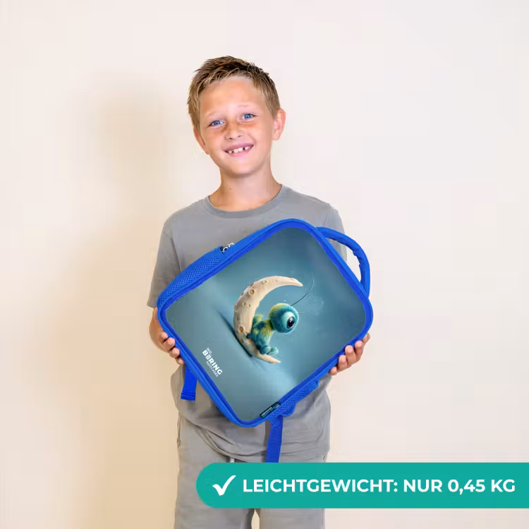 Kinderrucksack - Blau - Verträumte Kreatur auf dem Mond — 4
