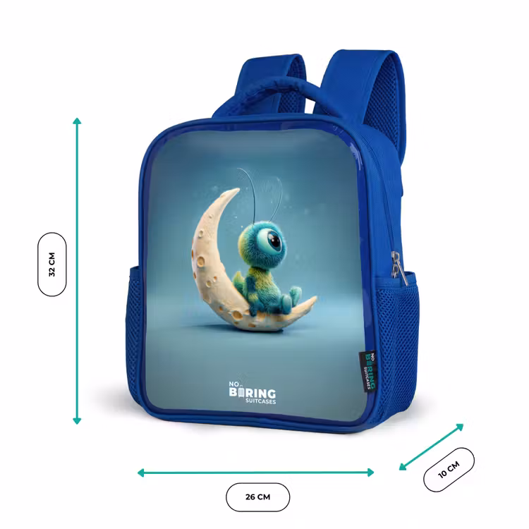 Kinderrucksack - Blau - Verträumte Kreatur auf dem Mond — 6