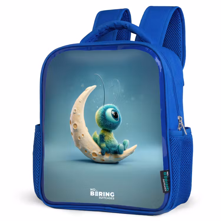 Kinderrucksack - Blau - Verträumte Kreatur auf dem Mond — 7