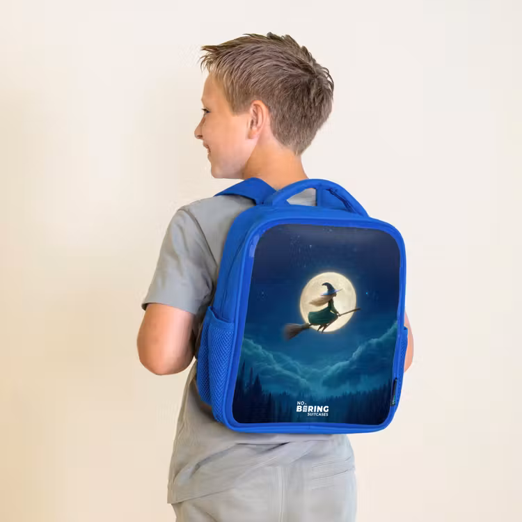 Kinderrucksack - Blau - Nachtflug über den Wald — 2