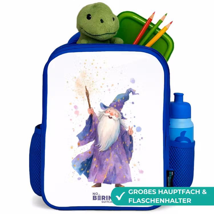 Kinderrucksack - Blau - Alter Magier mit Stab — 3