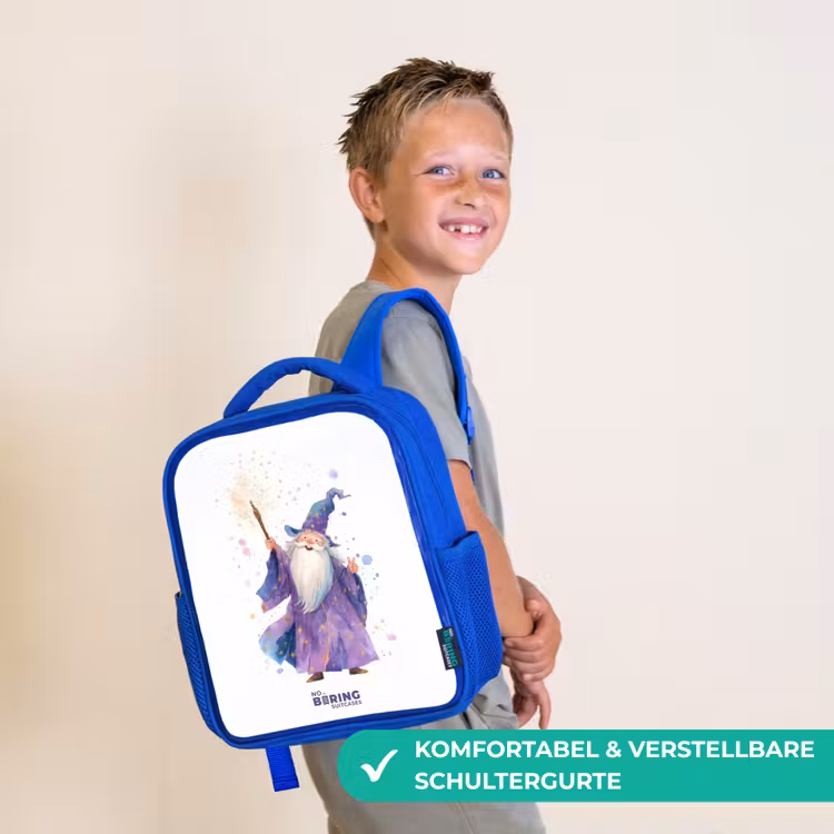 Kinderrucksack - Blau - Alter Magier mit Stab — 5