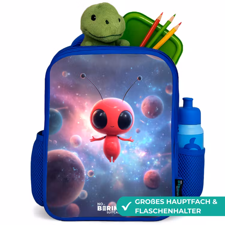 Kinderrucksack - Blau - Rotes Raumwesen im kosmischen Tanz — 3