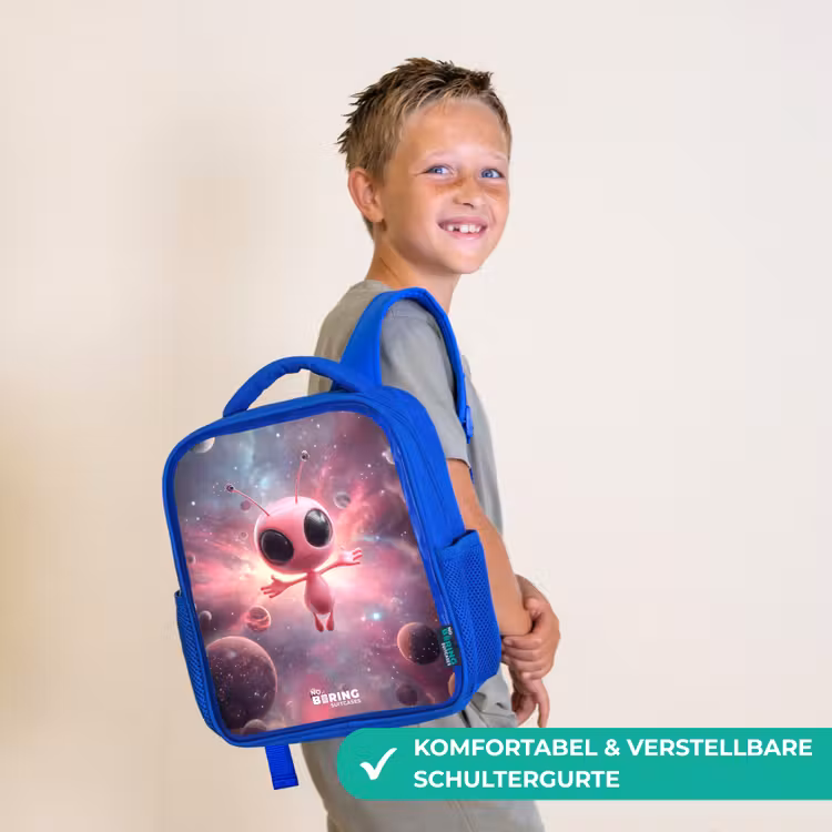 Kinderrucksack - Blau - Rosa Alien im Sternennebel — 5