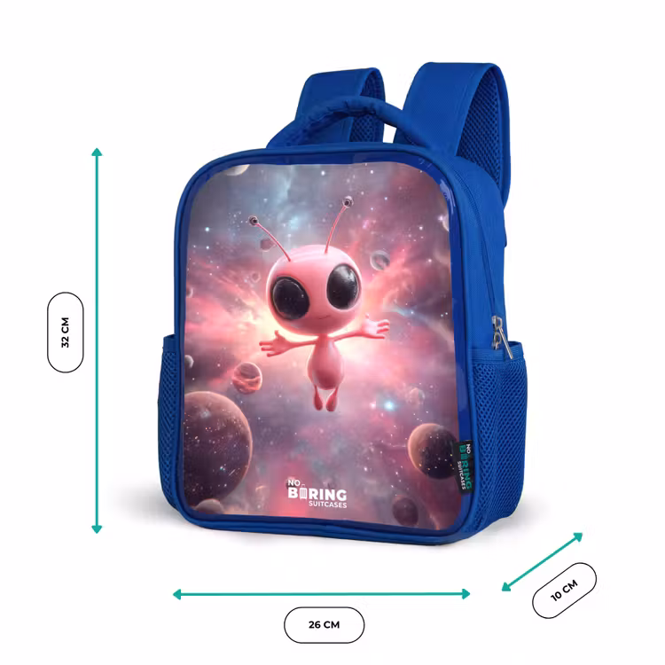 Kinderrucksack - Blau - Rosa Alien im Sternennebel — 6