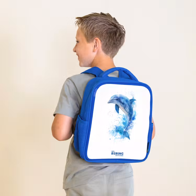 Kinderrucksack - Blau - Springender blauer Delfin — 2