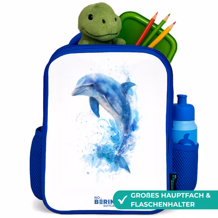 Kinderrucksack - Blau - Springender blauer Delfin — 3