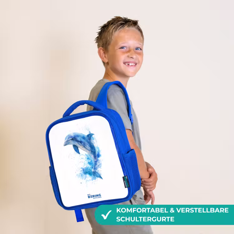 Kinderrucksack - Blau - Springender blauer Delfin — 5