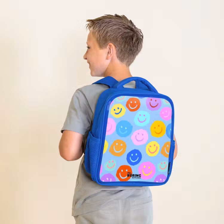 Kinderrucksack - Blau - Heiteres Muster von Smileys — 2