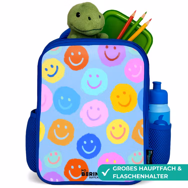 Kinderrucksack - Blau - Heiteres Muster von Smileys — 3
