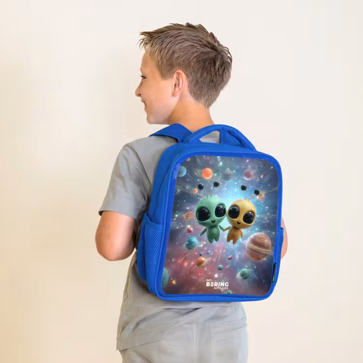 Kinderrucksack - Blau - Fröhliche außerirdische Freunde — 2