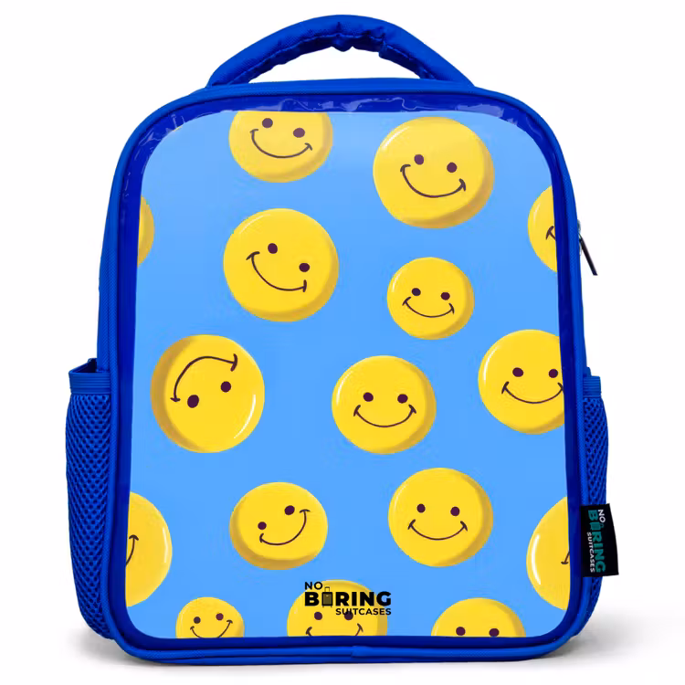 Kinderrucksack - Blau - Fröhlicher Smiley-Regen — 1
