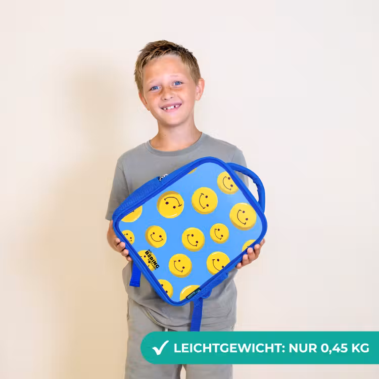 Kinderrucksack - Blau - Fröhlicher Smiley-Regen — 4