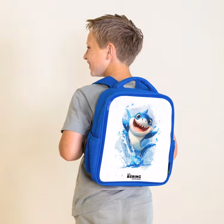 Kinderrucksack - Blau - Hai - Zähne - Wasser — 2