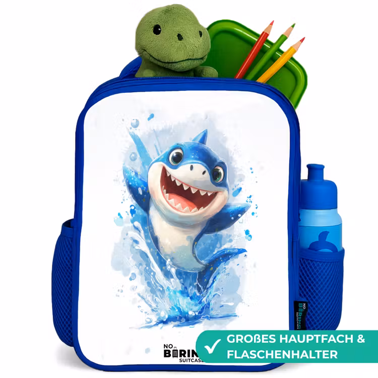 Kinderrucksack - Blau - Hai - Zähne - Wasser — 3
