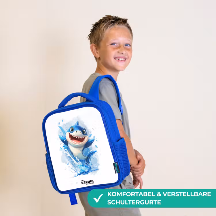 Kinderrucksack - Blau - Hai - Zähne - Wasser — 5