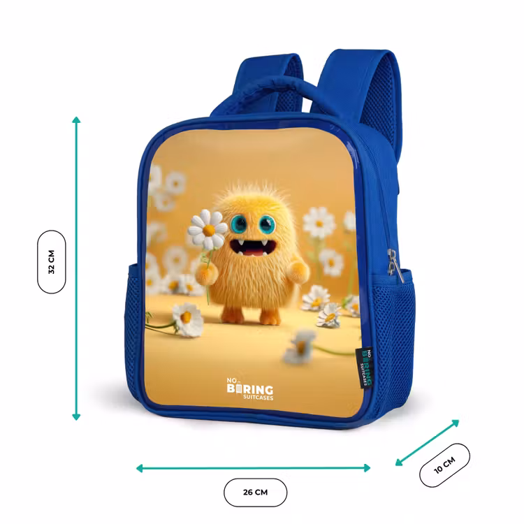 Kinderrucksack - Blau - Monster - Kreatur - Blume - Gelb — 6