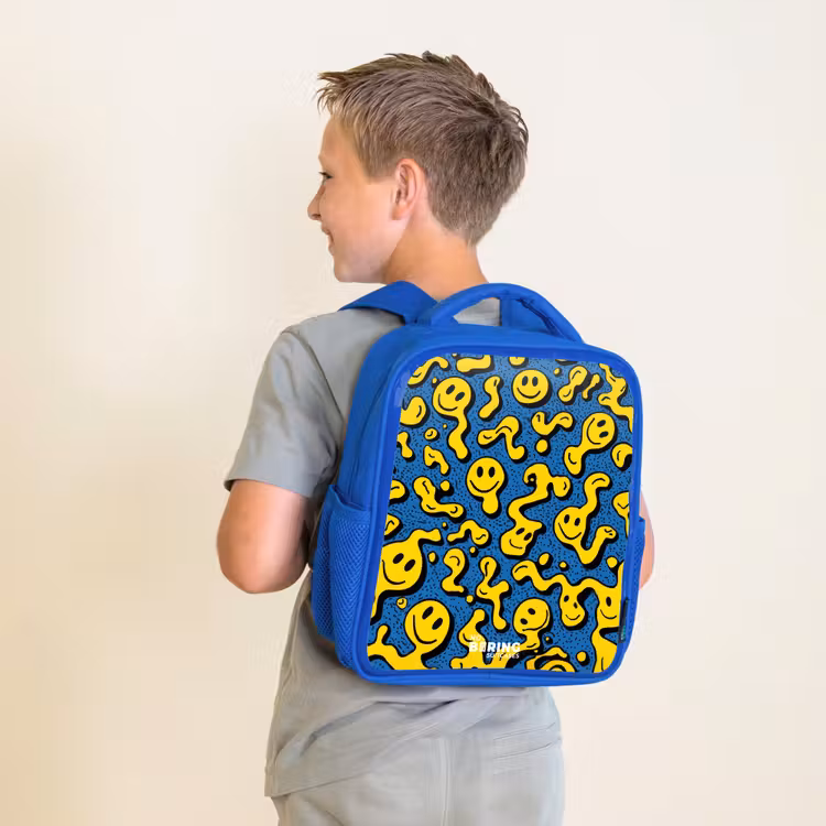 Kinderrucksack - Blau - Smiley - Blau - Gelb — 2