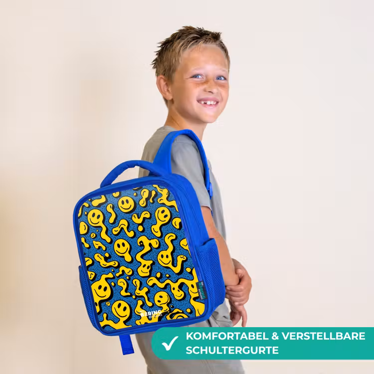 Kinderrucksack - Blau - Smiley - Blau - Gelb — 5