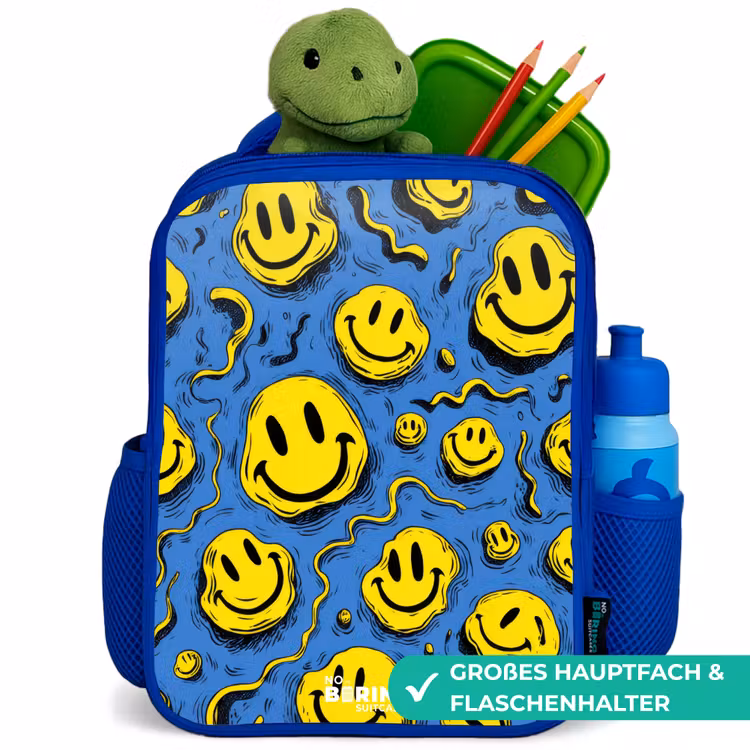 Kinderrucksack - Blau - Smiley - Gelb - Blau — 3