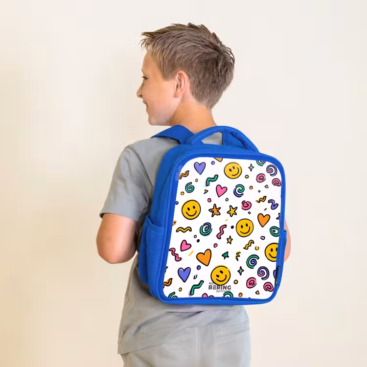 Kinderrucksack - Blau - Smiley - Herz - Stern — 2